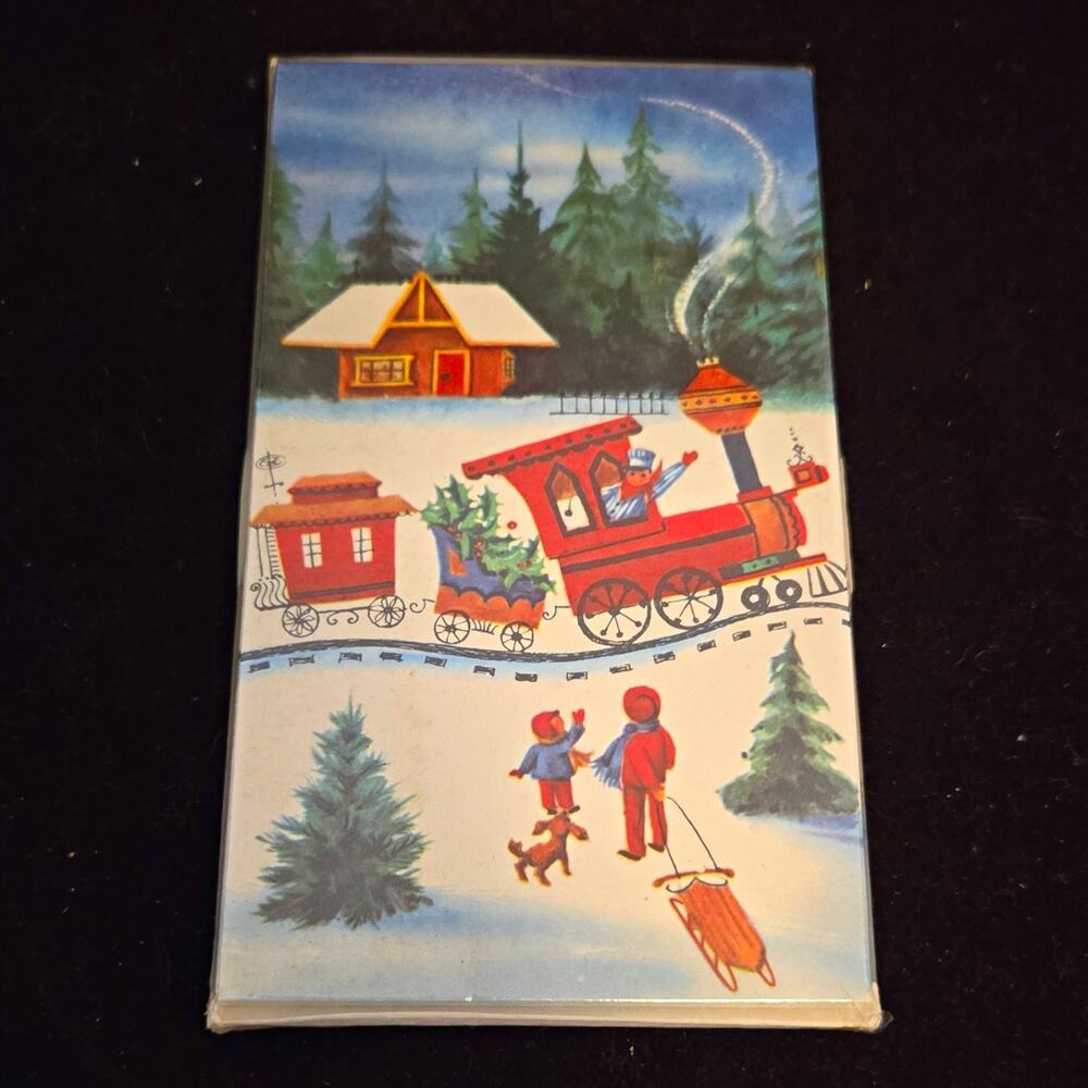 Vtg 1950s Christmas Cards Pack Unused Hawthorne Sommerfield Mid Century Train 12